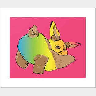 rainbow bunny butt Posters and Art